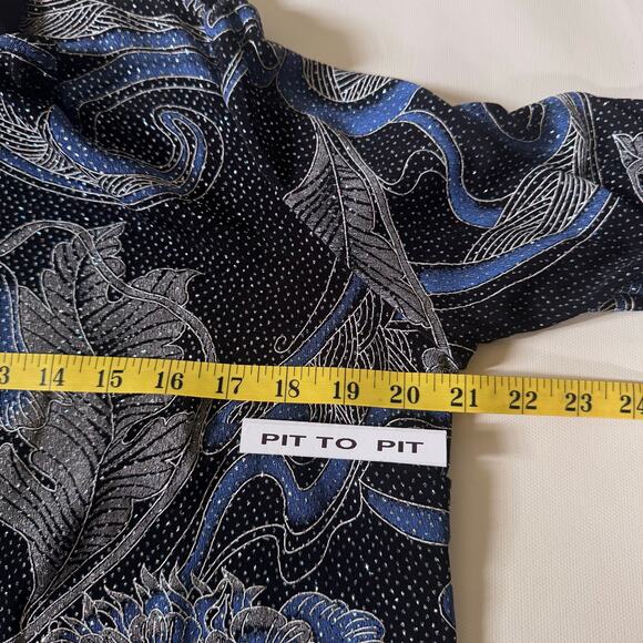 Vintage Onxy Nite Cardigan Set Womens Blue Sparkle Event MOB Made in USA size XL - Picture 9 of 12